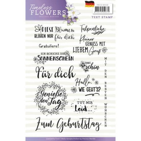 (PMCS10030)Textstamp - Precious Marieke - Timeless Flowers - Tekst Duits