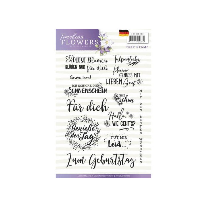 (PMCS10030)Textstamp - Precious Marieke - Timeless Flowers - Tekst Duits