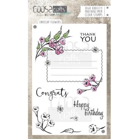 (COC-033)COOSA Crafts clearstamps A6 -Envelope Flowers