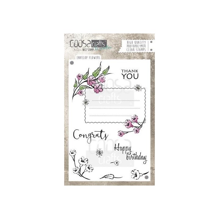 (COC-033)COOSA Crafts clearstamps A6 -Envelope Flowers