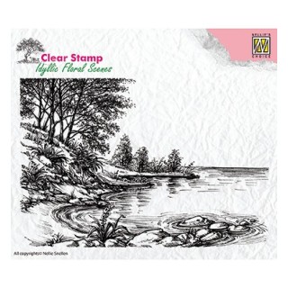 (IFS006)Nellie's Choice Clear Stamp idyllic floral scene Waters edge