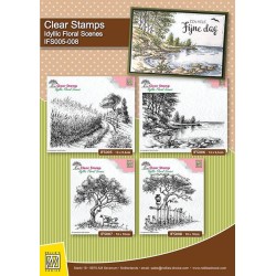 (IFS006)Nellie's Choice Clear Stamp idyllic floral scene Waters edge