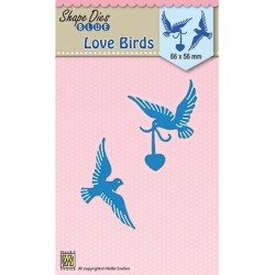 (SDB038)Nellie's Shape Dies blue Love birds