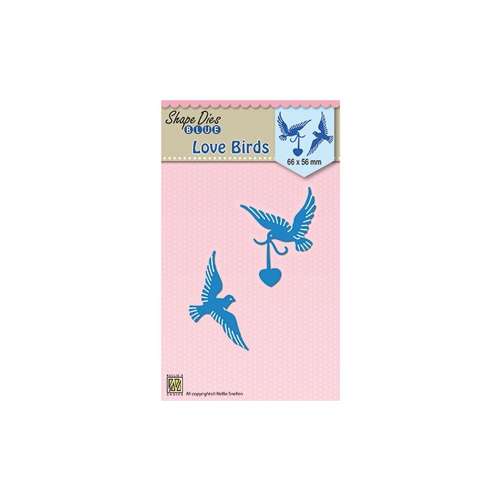 (SDB038)Nellie's Shape Dies blue Love birds