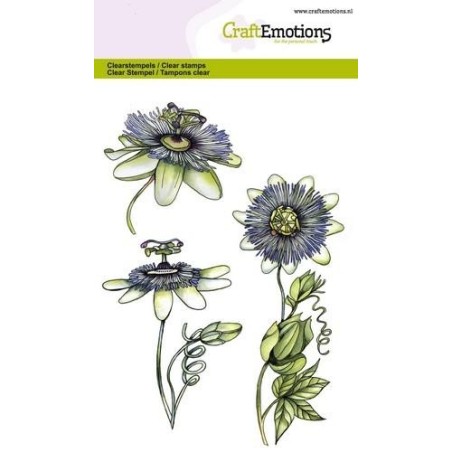 (1286)CraftEmotions clearstamps A6 - passion flower