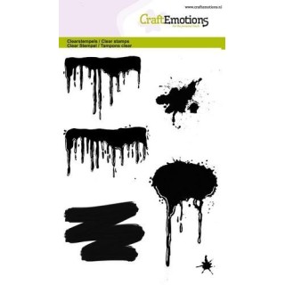 (1287)CraftEmotions clearstamps A6 - paint drips, splashes