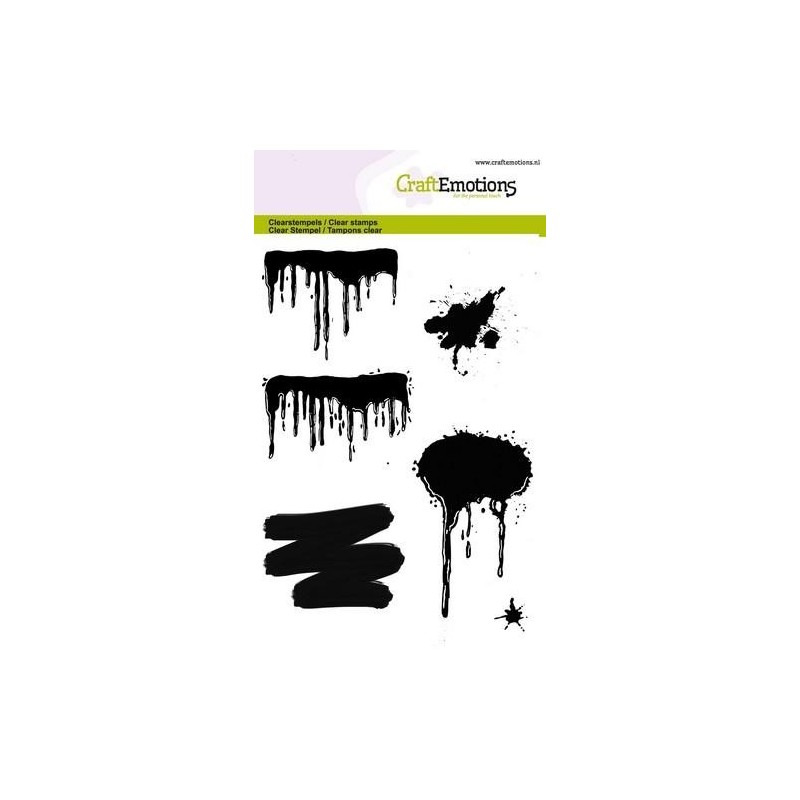 (1287)CraftEmotions clearstamps A6 - paint drips, splashes