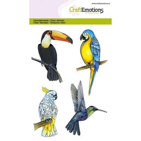 (1291)CraftEmotions clearstamps A6 - tropical birds