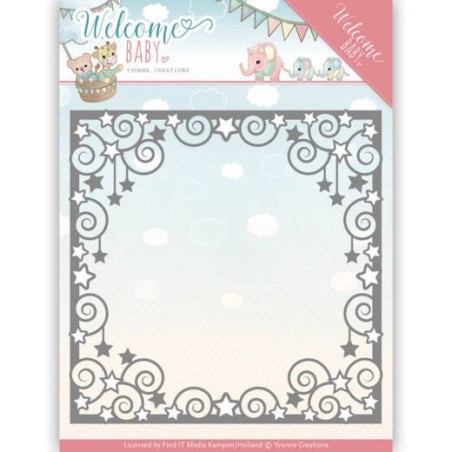 (YCD10135)Dies - Yvonne Creations - Welcome Baby - Star Frame