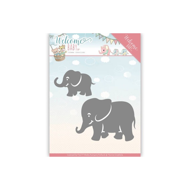 (YCD10138)Dies - Yvonne Creations - Welcome Baby - Little Elephants