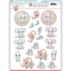 (SB10263)3D Pushout - Yvonne Creations - Welcome Baby - Little Elephants