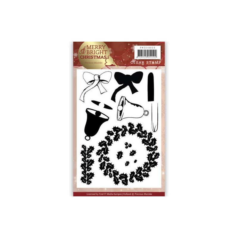 (PMCS10033)Clear Stamp - Precious Marieke - Merry and Bright Christmas - Wreath