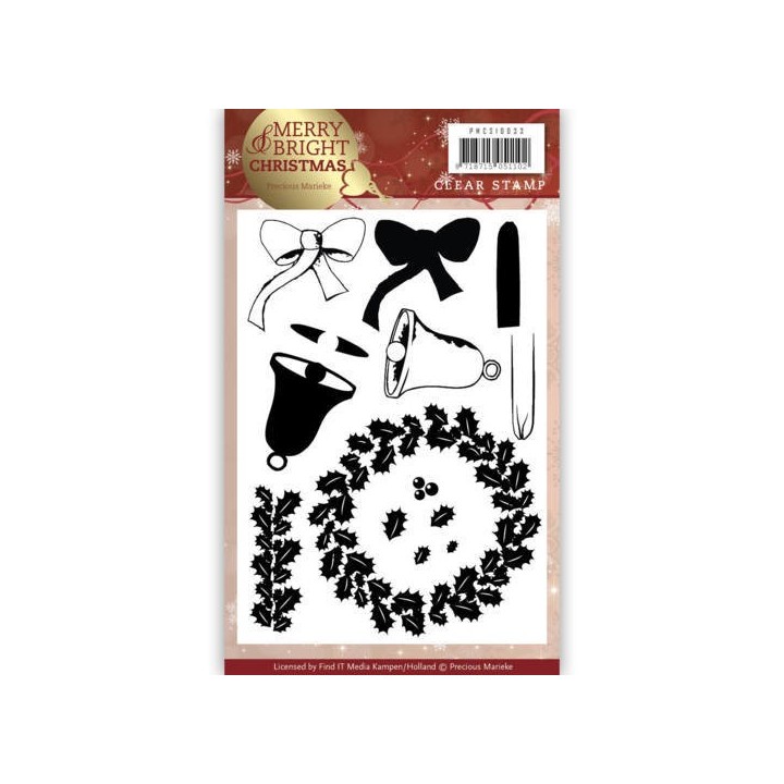 (PMCS10033)Clear Stamp - Precious Marieke - Merry and Bright Christmas - Wreath