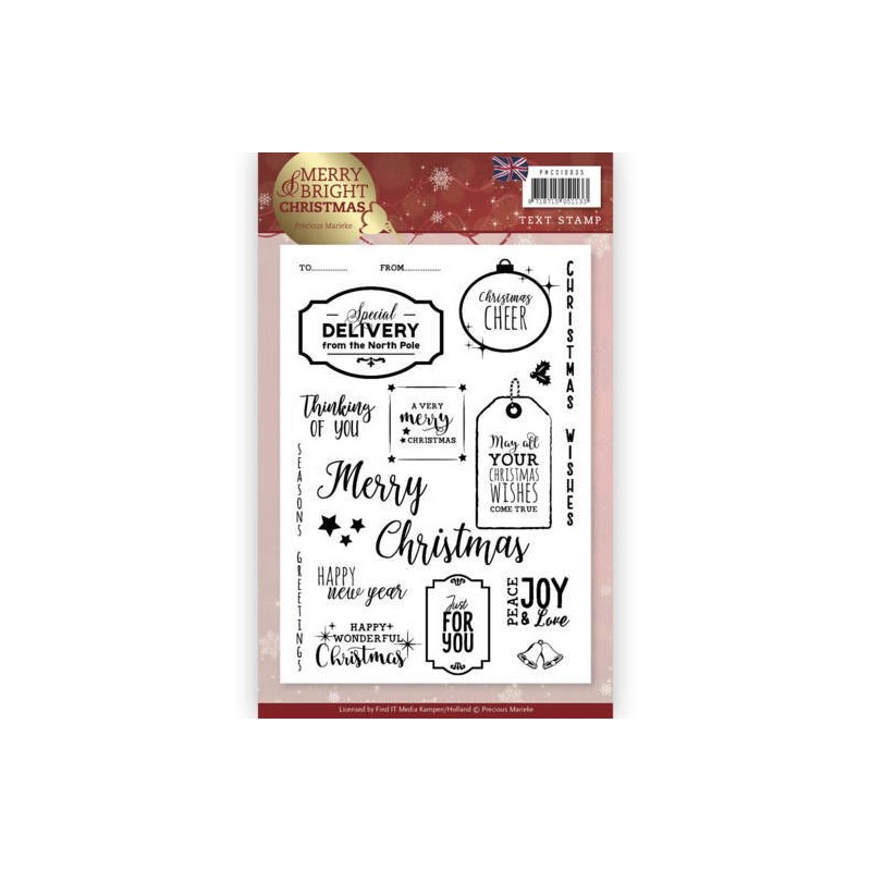(PMCS10035)Clear Stamp - Precious Marieke - Merry and Bright Christmas - ENG