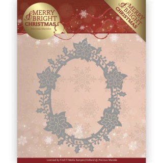 (PM10126)Dies - Precious Marieke - Merry and Bright Christmas - Poinsettia Oval