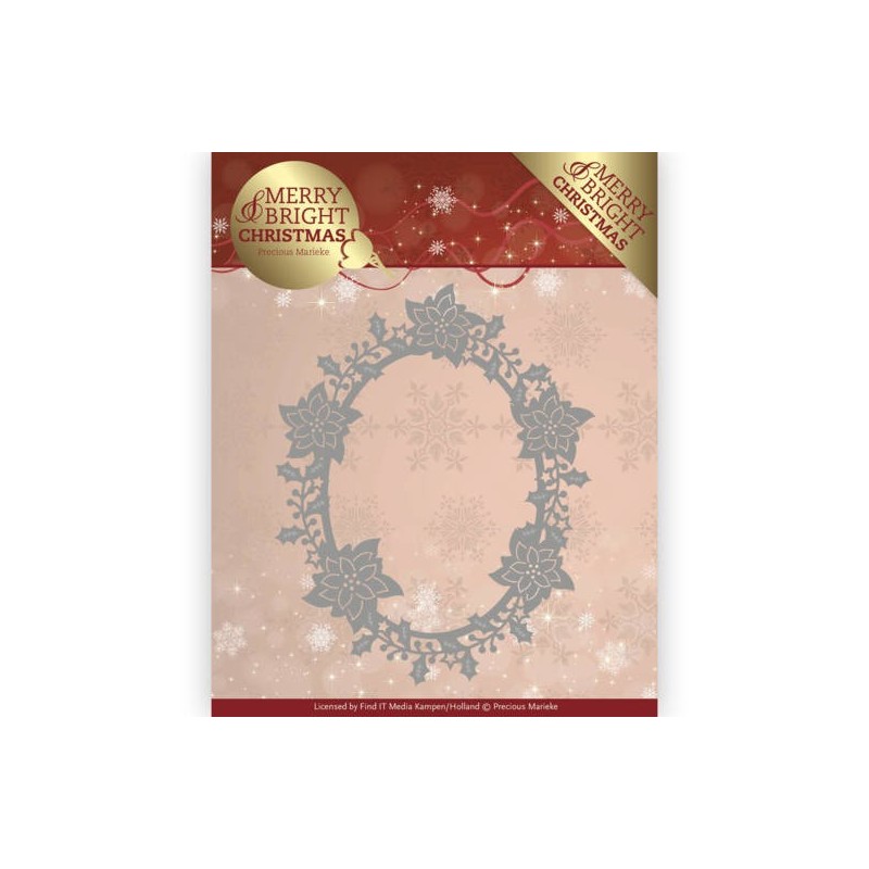 (PM10126)Dies - Precious Marieke - Merry and Bright Christmas - Poinsettia Oval