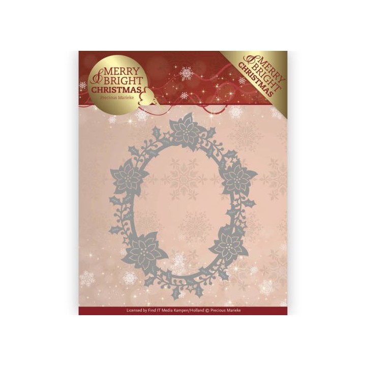 (PM10126)Dies - Precious Marieke - Merry and Bright Christmas - Poinsettia Oval