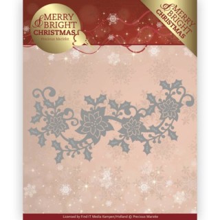 (PM10129)Dies - Precious Marieke - Merry and Bright Christmas - Poinsettia Border