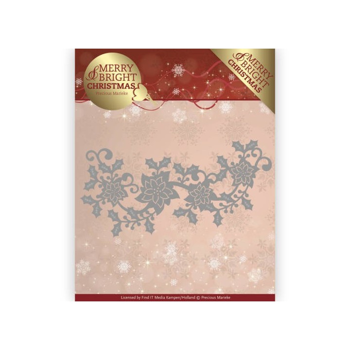 (PM10129)Dies - Precious Marieke - Merry and Bright Christmas - Poinsettia Border