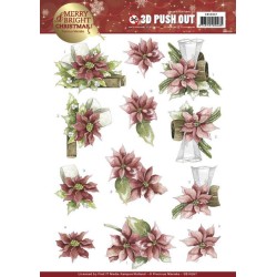 (SB10267)3D Push Out - Precious Marieke - Merry and Bright Christmas - Poinsettia in Red