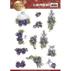 (SB10269)3D Push Out - Precious Marieke - Merry and Bright Christmas - Bouquets in Purple