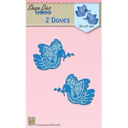 (SDB057)Nellie's Shape Dies Blue 2 Doves
