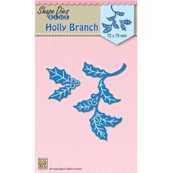 (SDB058)Nellie's Shape Dies Blue Holly branch