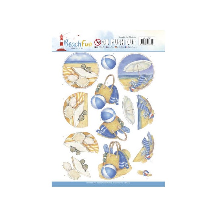 (SB10272)3D Push Out - Jeanine's Art - Beach Fun - Relax