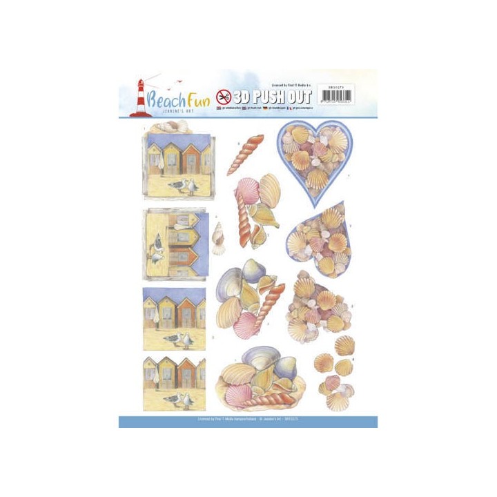(SB10273)3D Push Out - Jeanine's Art - Beach Fun - Seashells