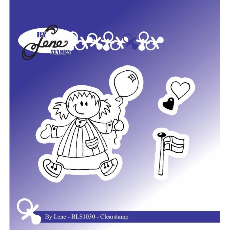 (BLS1030)By Lene Girl with Balloon Clearstamps