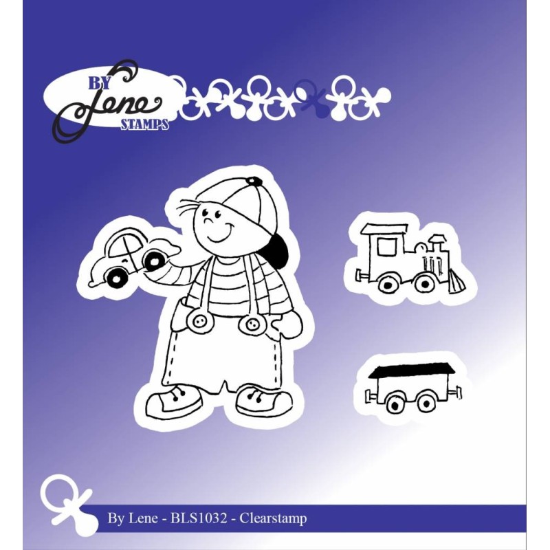 (BLS1032)By Lene Boy with Train Clearstamps