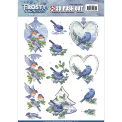 (SB10281)3D Push Out - Jeanine's Art - Frosty Ornaments - Blue Birds