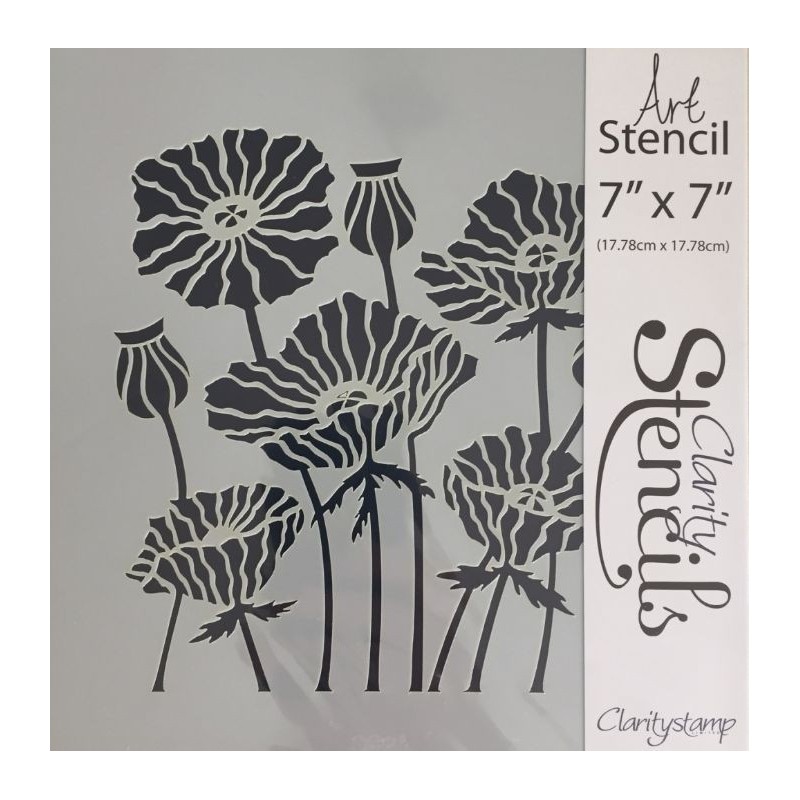 (STE-FL-00038-77)Claritystamp Art Stencil 7x7 Inch Poppies