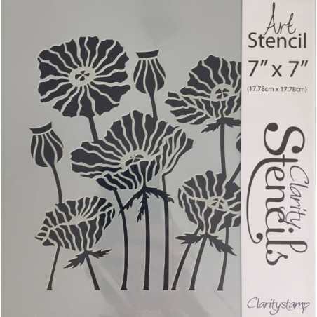 (STE-FL-00038-77)Claritystamp Art Stencil 7x7 Inch Poppies