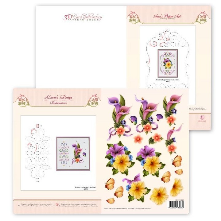 (3DCE13021)3D knipvel - Ann's Paperart - 3D Card Embroidery Pattern Sheet 21 with Ann - Sjaak