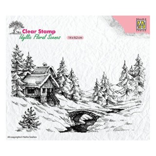 (IFS009)Nellie's Choice Clear Stamp idyllic floral scene Winter scene-1