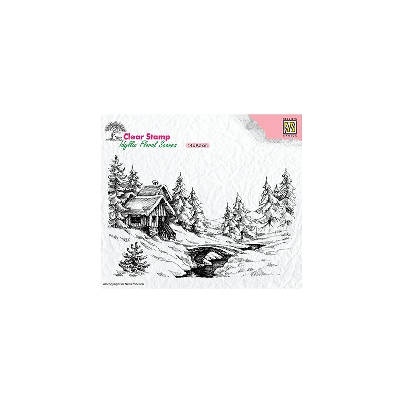 (IFS009)Nellie's Choice Clear Stamp idyllic floral scene Winter scene-1