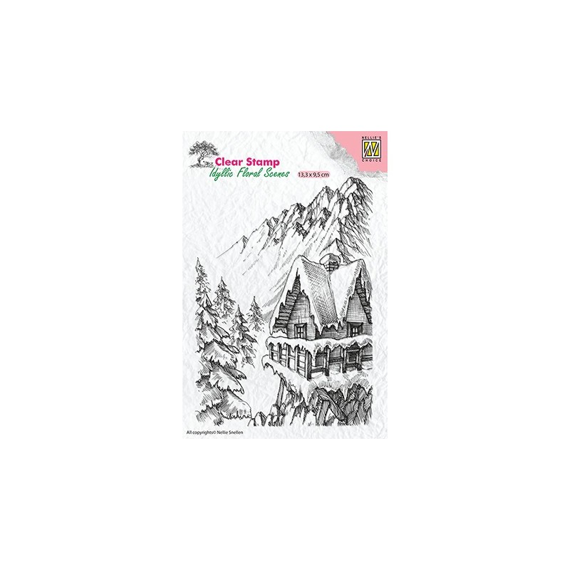 (IFS010)Nellie's Choice Clear Stamp idyllic floral scene Winter scene-2