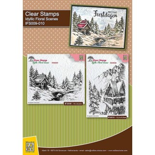 (IFS010)Nellie's Choice Clear Stamp idyllic floral scene Winter scene-2