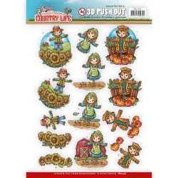 (SB10246)3D Push Out - Yvonne Creations Country Life Scarecrow