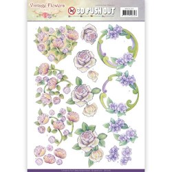 (SB10236)3D Pushout - Jeanine's Art - Vintage Flowers - Romantic Purple