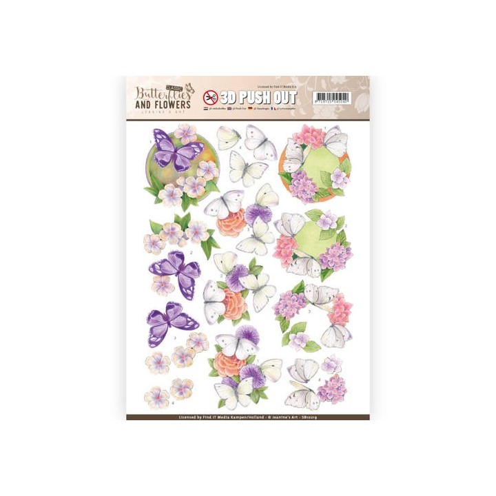 (SB10219)3D Push Out - Jeanine's Art - Classic Butterflies and Flowers - White Butterflies