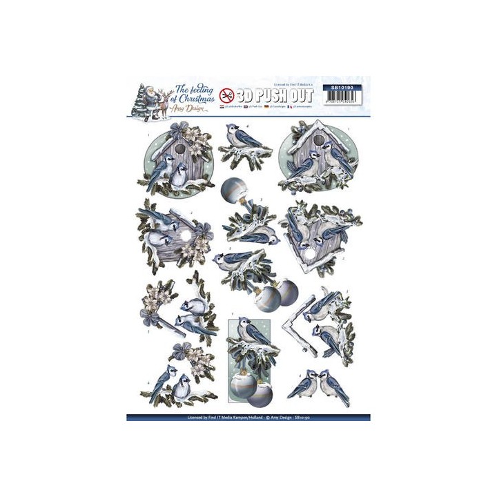 (SB10190)3D Pushout - Amy Design - The feeling of christmas - Christmas birds