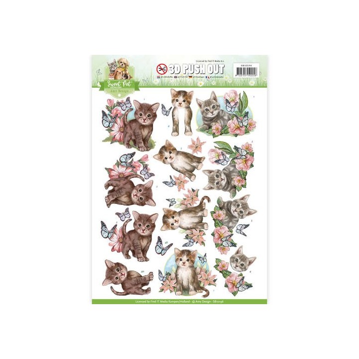 (SB10196)3D Pushout - Amy Design -Sweet Pet-Cats