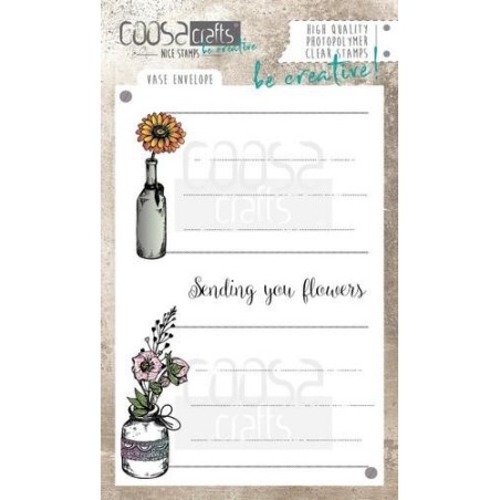 (COC-044)COOSA Crafts clearstamps A6 - Vase Envelope