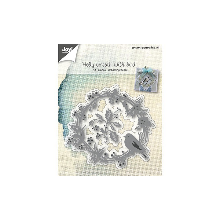 (6002/1062)Cutting, Embossing & Debossing Holly Wreath with bird