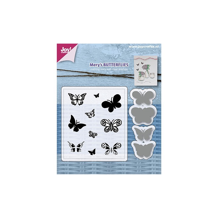 (6004/0032)Clear stamp / Stencil set Mery's Butterflies