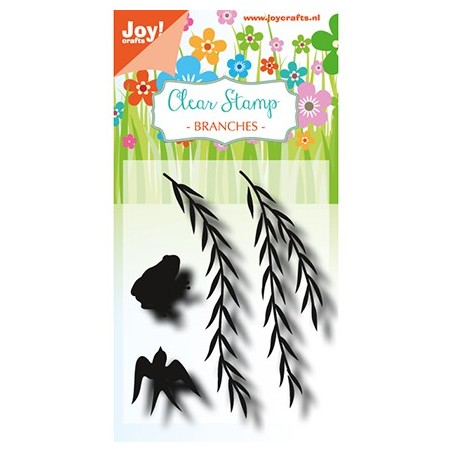 (6410/0491)Clear stamp  Branches with frog and swallow