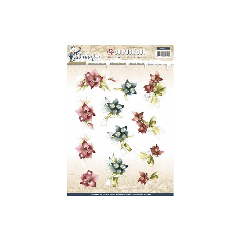 (SB10131)3D Pushout - Precious Marieke - Winterfun - Winterflower