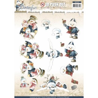 (SB10133)3D Pushout - Precious Marieke - Winterfun - Snowmen